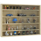 5-Tier Wall Display Shelf Unit Cabinet w/ Shelves Glass Doors Oak