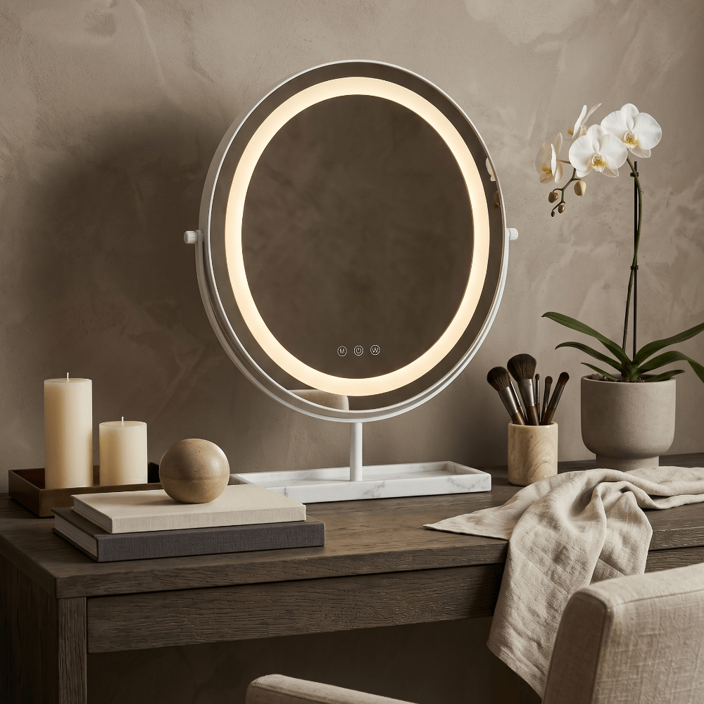 Vanity Face LED Mirror White & Marble