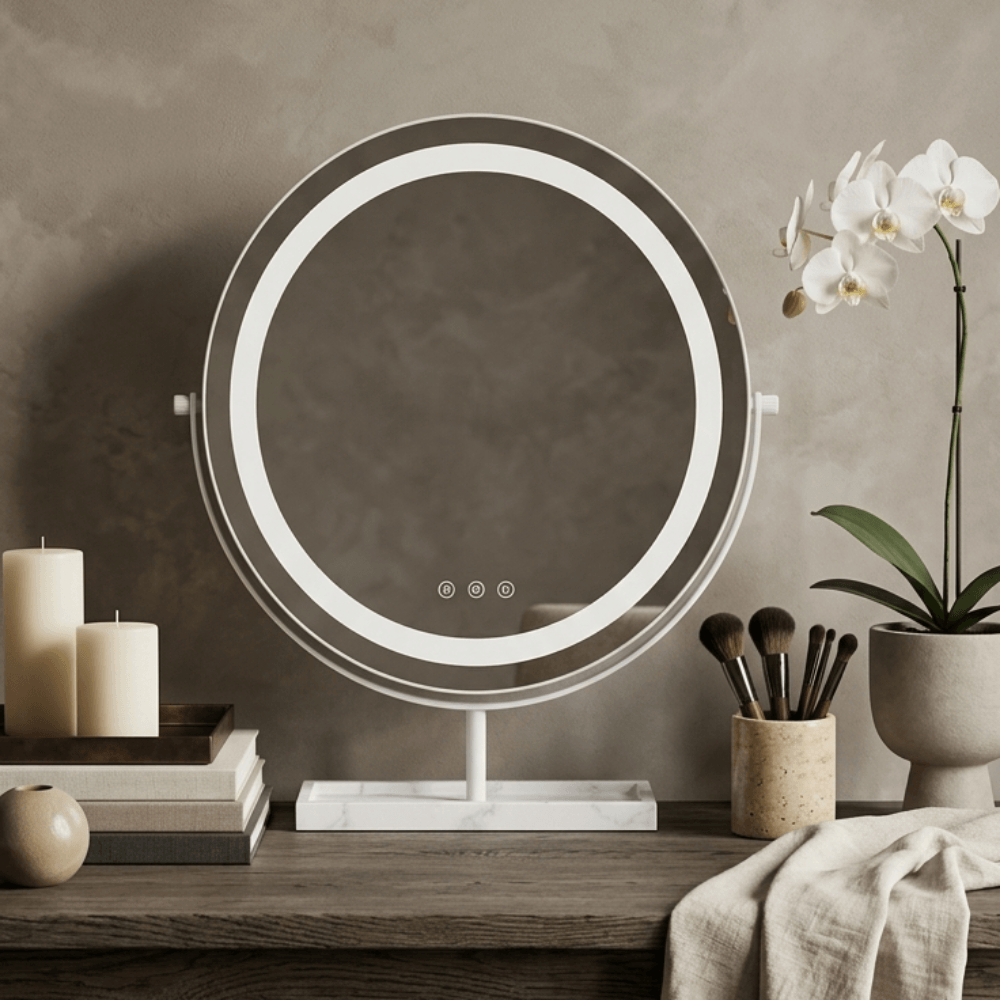 Vanity Face LED Mirror White & Marble