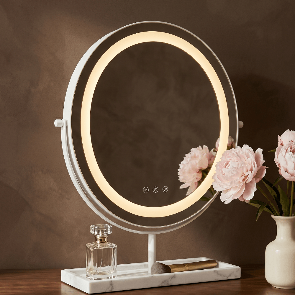 Vanity Face LED Mirror White & Marble