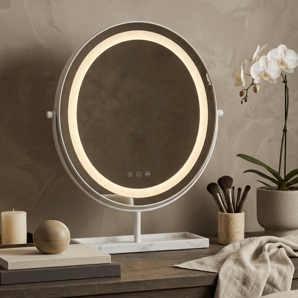 Vanity Face LED Mirror White & Marble
