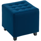 Square Footstool Small Ottoman with Wood Legs for Bedroom