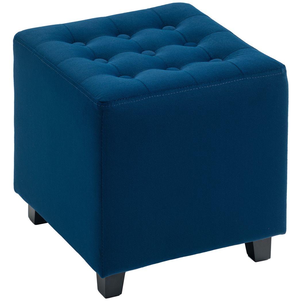 Square Footstool Small Ottoman with Wood Legs for Bedroom