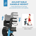Folding Rollator Walker with Seat, Backrest, Bag, 4 Wheels