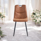 Brown Faux Leather Chair with Black Metal Legs