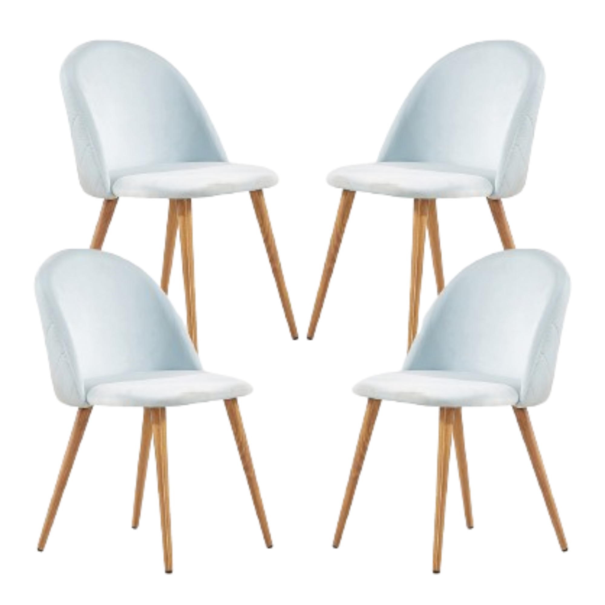 Velvet Dining Chair Or Dressing Table Chair Sky Blue Set of 4