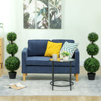 Set of 2 Decorative Artificial Plants Boxwood Trees in Pot, Green