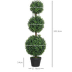 Set of 2 Decorative Artificial Plants Boxwood Trees in Pot, Green