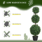 Set of 2 Decorative Artificial Plants Boxwood Trees in Pot, Green