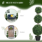 Set of 2 Decorative Artificial Plants Boxwood Trees in Pot, Green