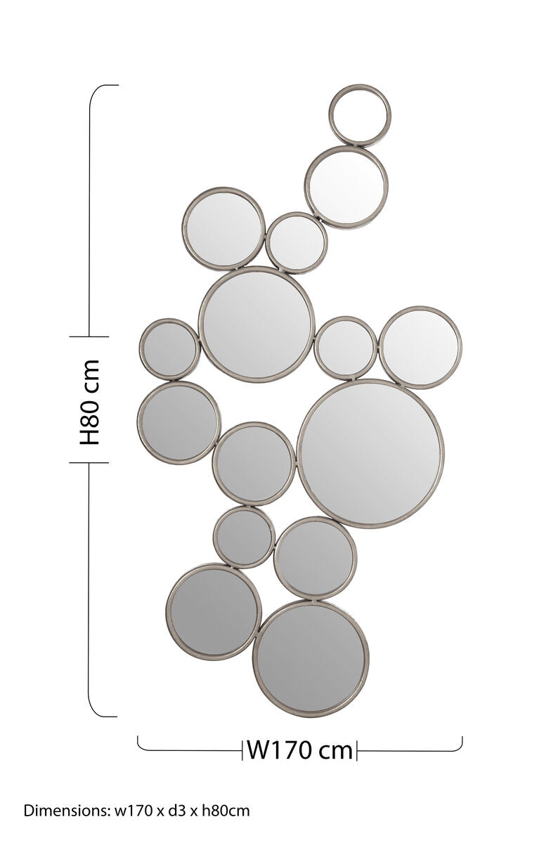 Large Silver Multi Circle Wall Mirror