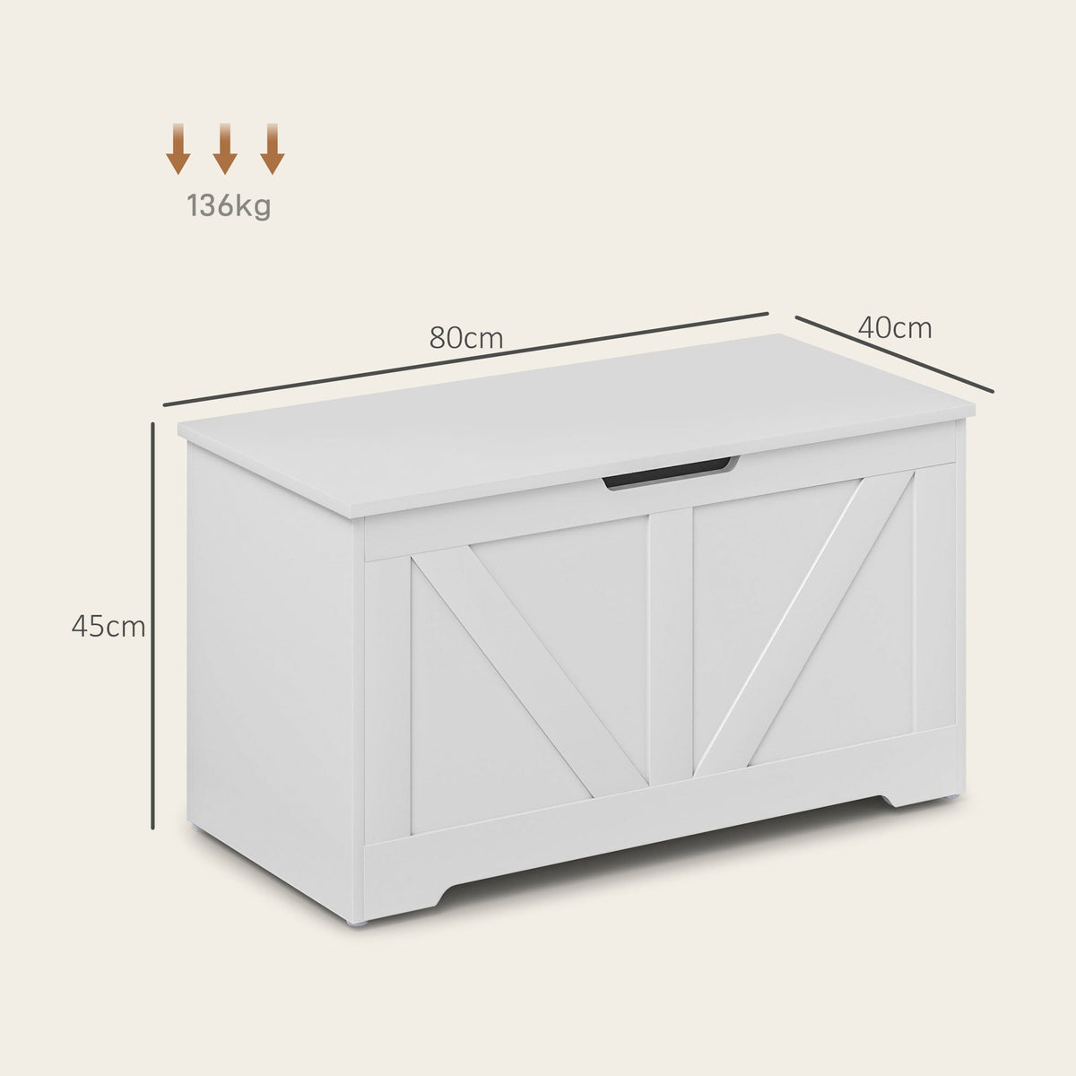 Storage Trunk for Living Room, with Safety Hinges, 80cm