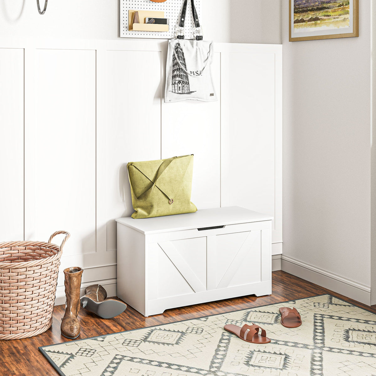 Storage Trunk for Living Room, with Safety Hinges, 80cm