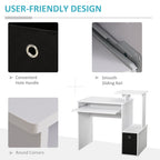 Computer Desk with Sliding Keyboard Tray, Storage Drawer and Shelf, Home Office Workstation, White