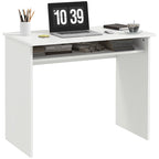 Modern Computer Desk, Home Office Table, Small Writing Desk with Storage Shelf, 90 x 50cm, White Wood Grain White