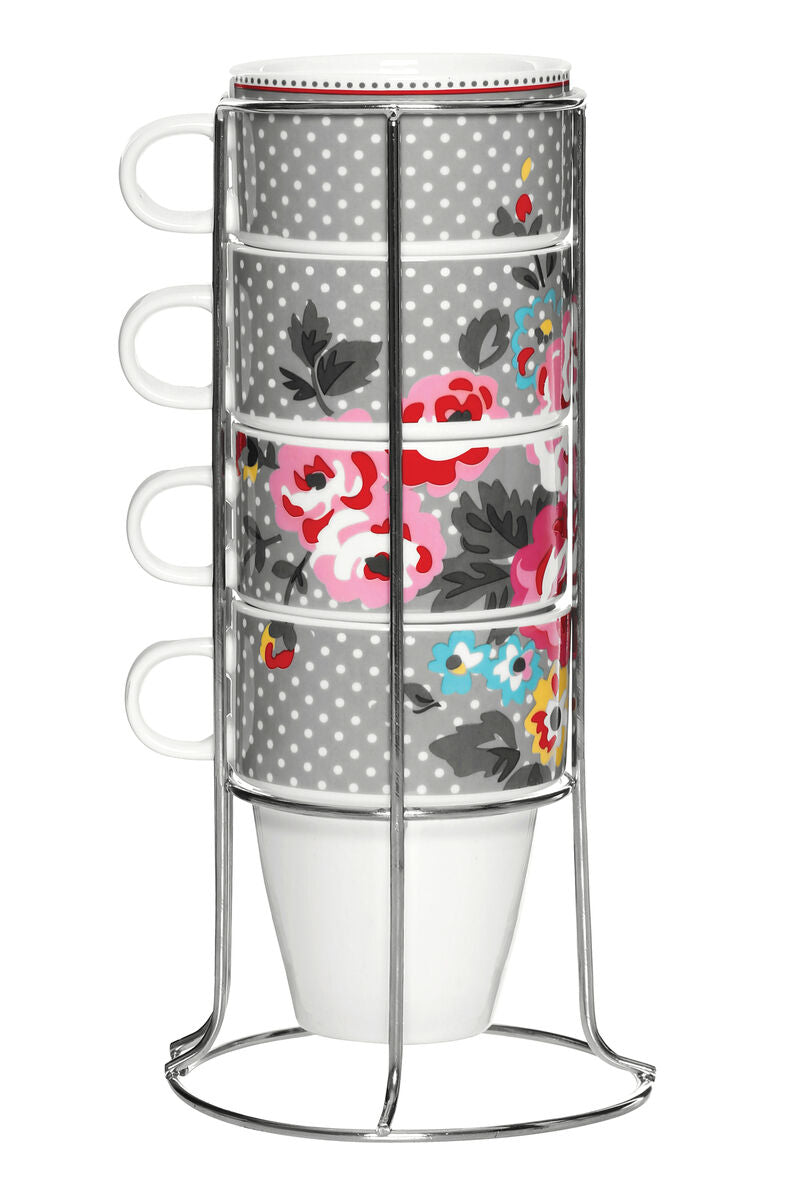 Set of Four Stackable Mugs with Stand
