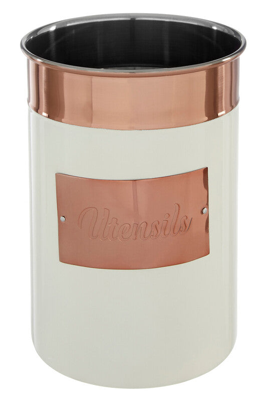 Cream And Copper Stainless Steel Utensil Holder