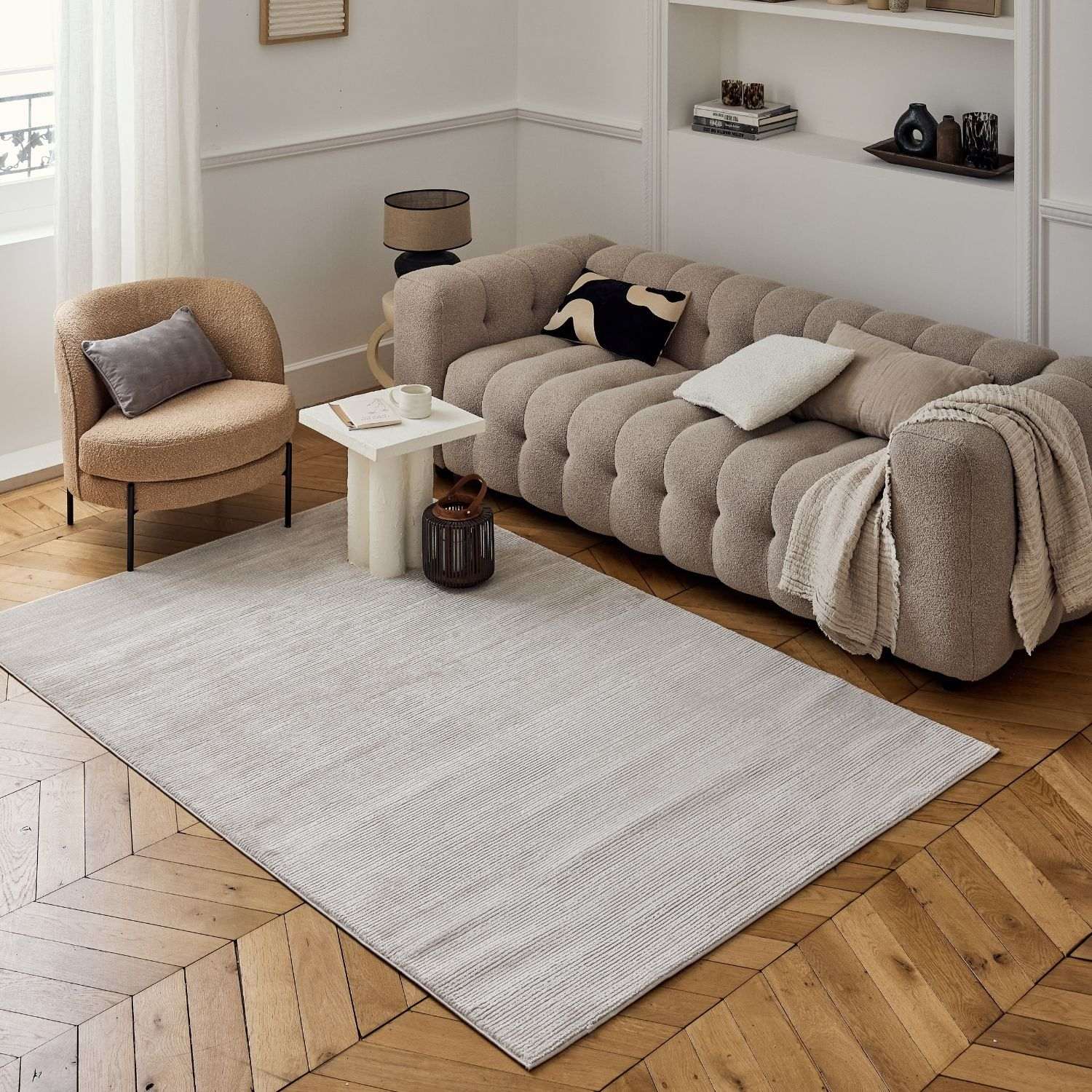 Carmel Beige-Cream Striped Rug
