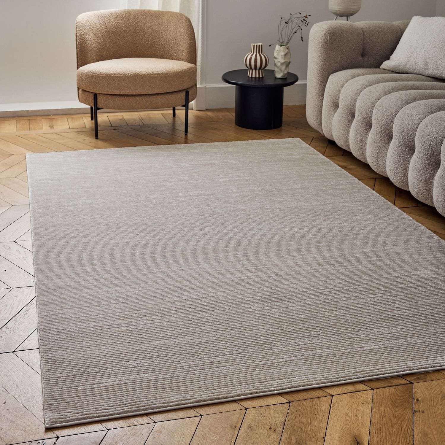 Carmel Beige-Cream Striped Rug