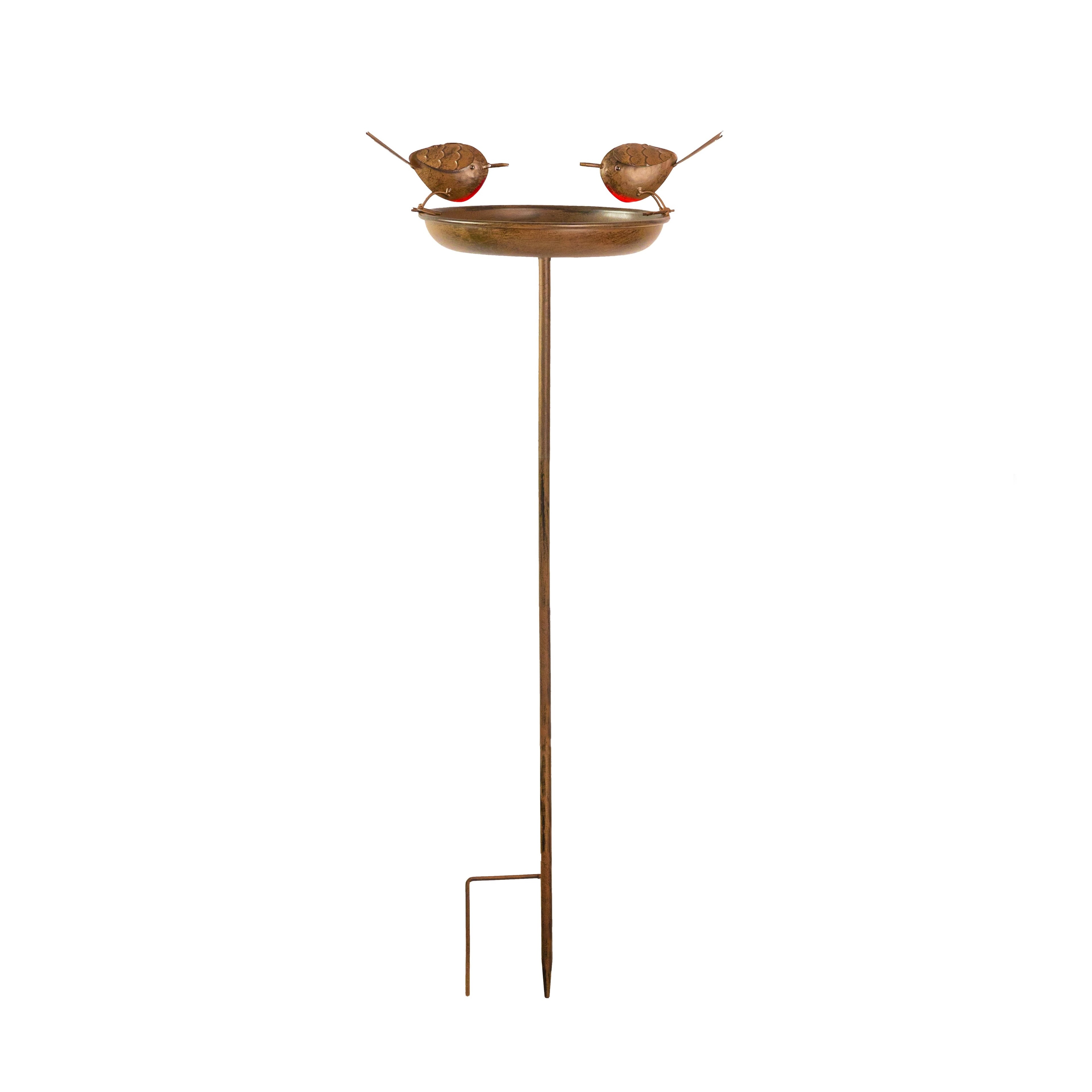 Robin Bird Bath & Feeder Stake