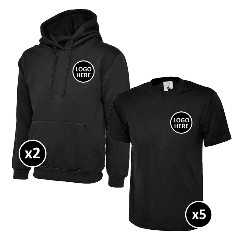 Uneek Hoodie & T-Shirts Bundle Inc Logo - 7 Items