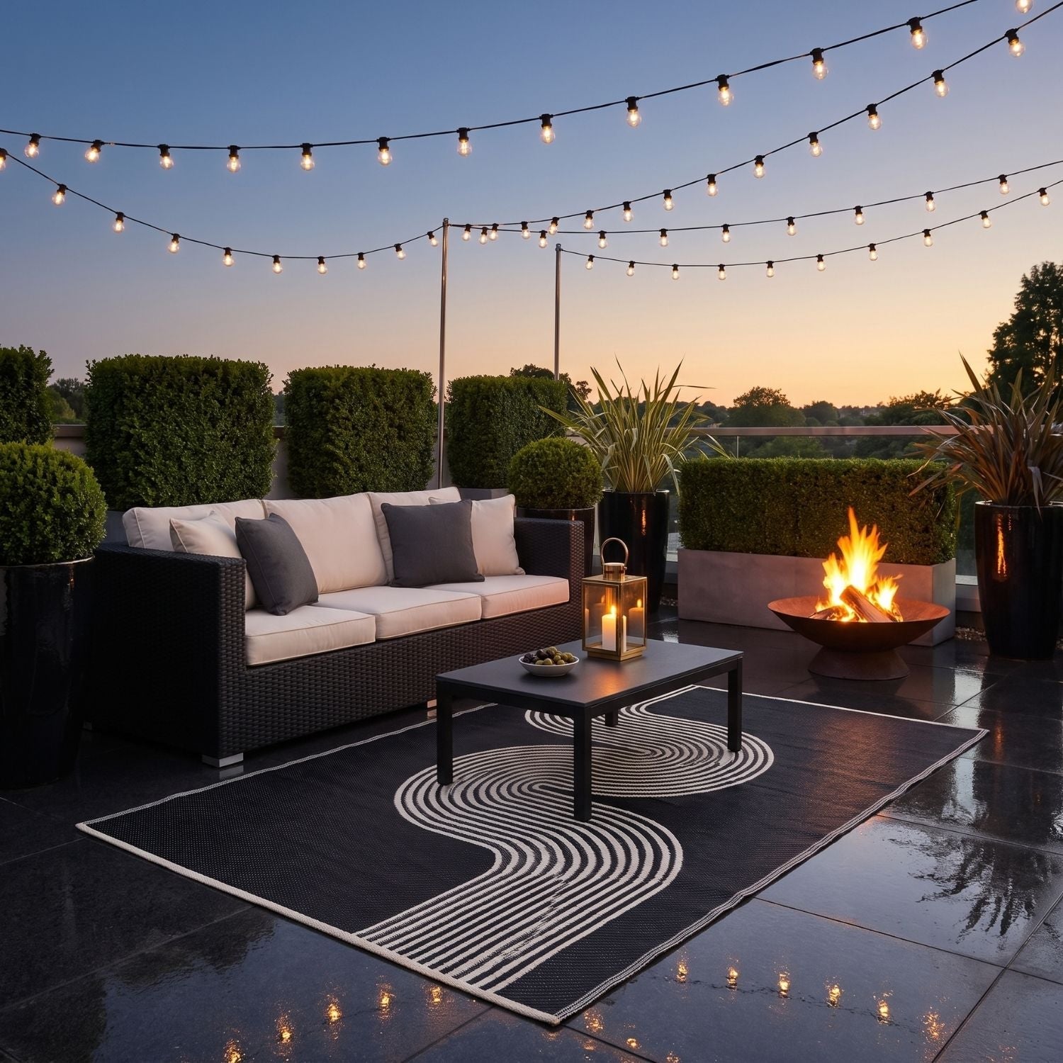 Urban Outdoor Rug Black & Beige