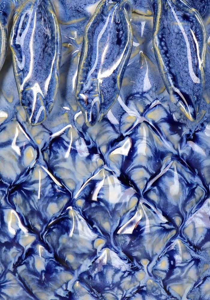 Blue Pineapple Stoneware Vase - Handpainted Statement Piece