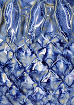 Blue Pineapple Stoneware Vase - Handpainted Statement Piece
