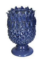 Blue Pineapple Stoneware Vase - Handpainted Statement Piece
