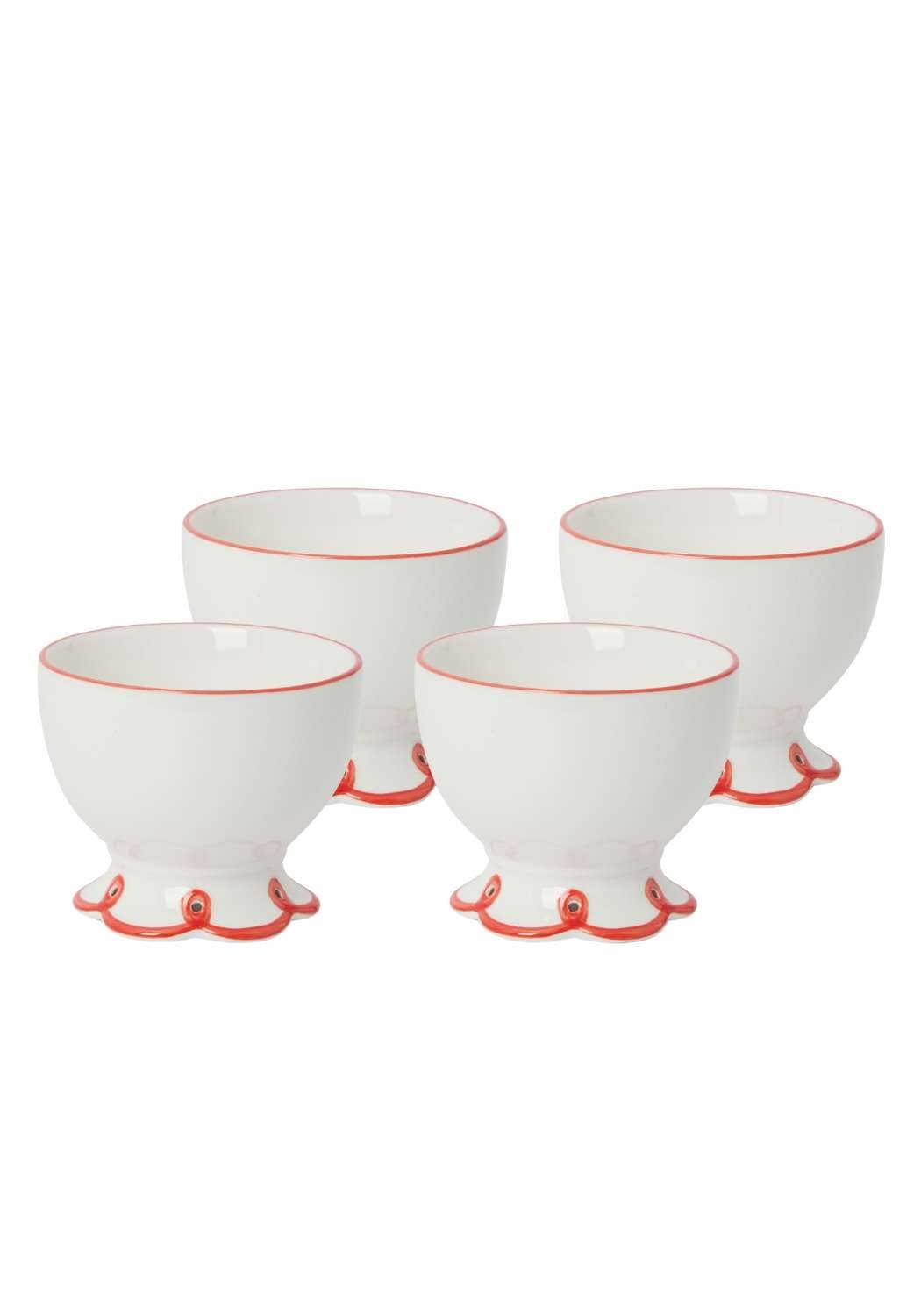 Rosy Red Scalloped Nibbles Bowl - Set of 4