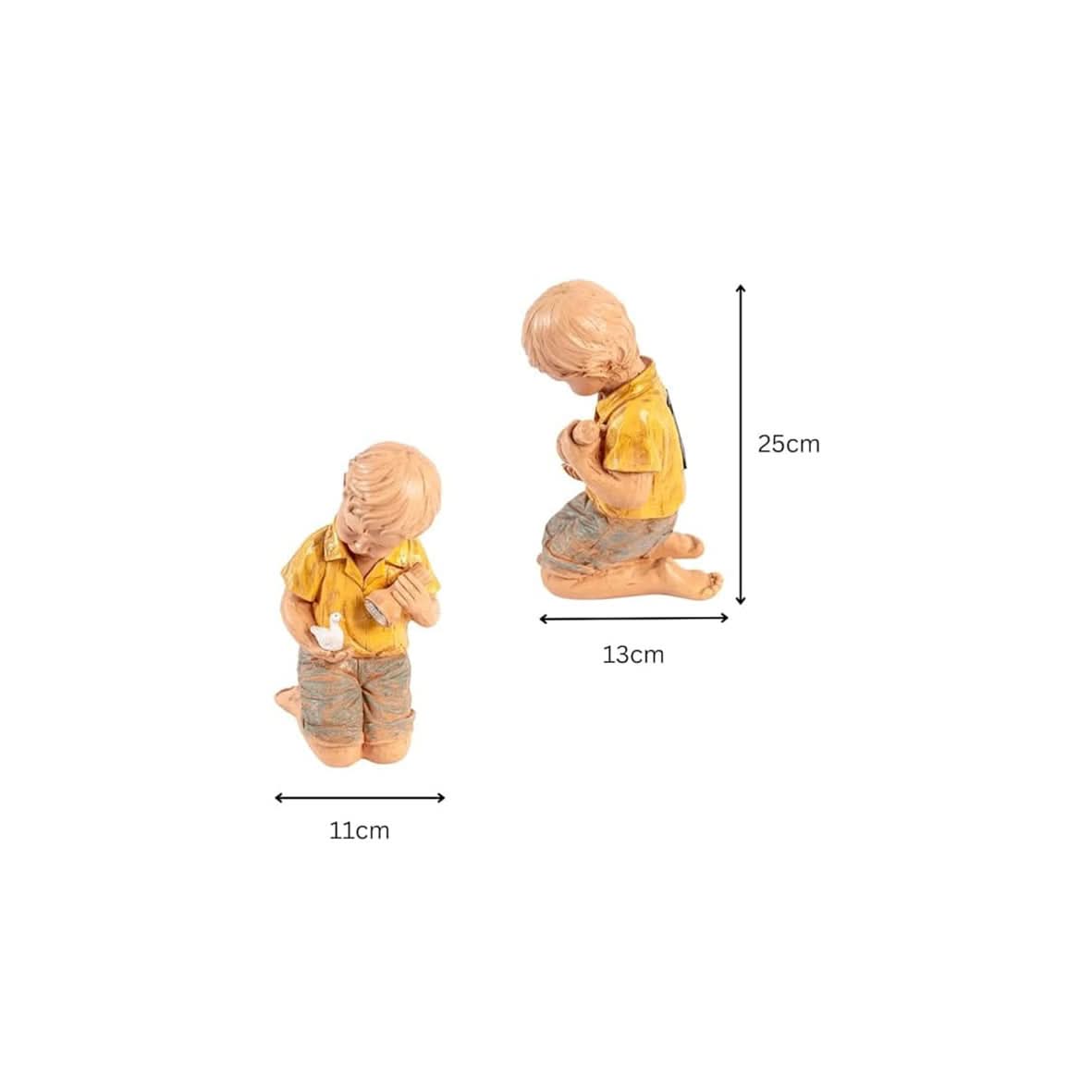 Solar Boy and Duck Garden Ornament with LED Flashlight 25cm