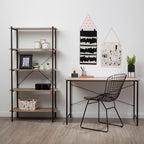 Grey Oak Veneer 5 Tier Shelf Unit with Metal Frame