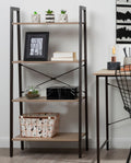 Grey Oak Veneer 4 Tier Ladder Shelf Unit