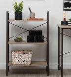 Grey Oak Veneer 3 Tier Ladder Shelf Unit