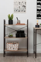 Grey Oak Veneer 3 Tier Ladder Shelf Unit