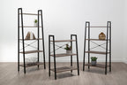 Dark Oak Veneer 4 Tier Ladder Shelf Unit