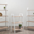 Natural Oak Veneer 3 Tier Ladder Shelf Unit