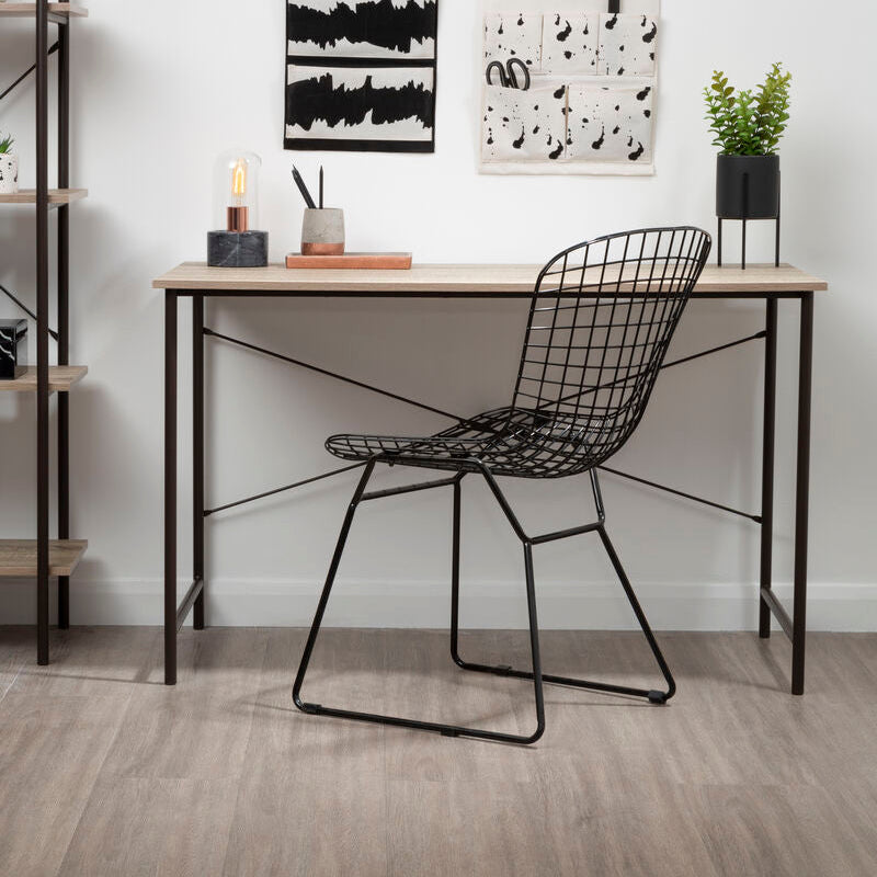 Grey Oak Veneer Desk with Metal Frame
