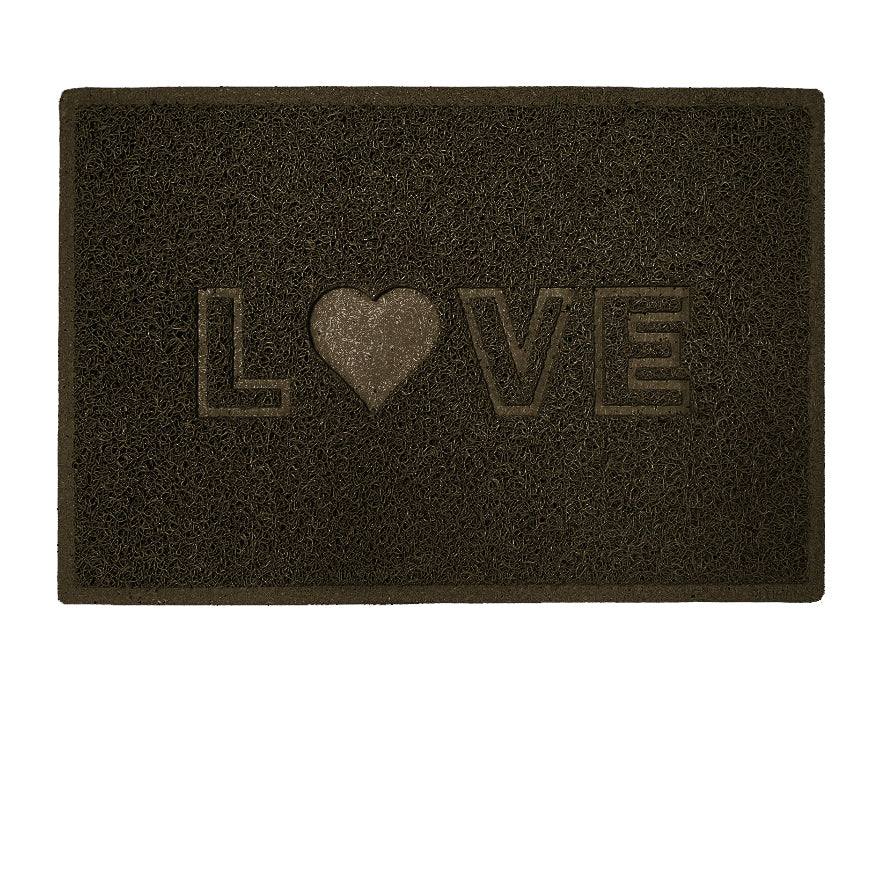 Embossed Spaghetti Outdoor Doormat - Brown Love Heart