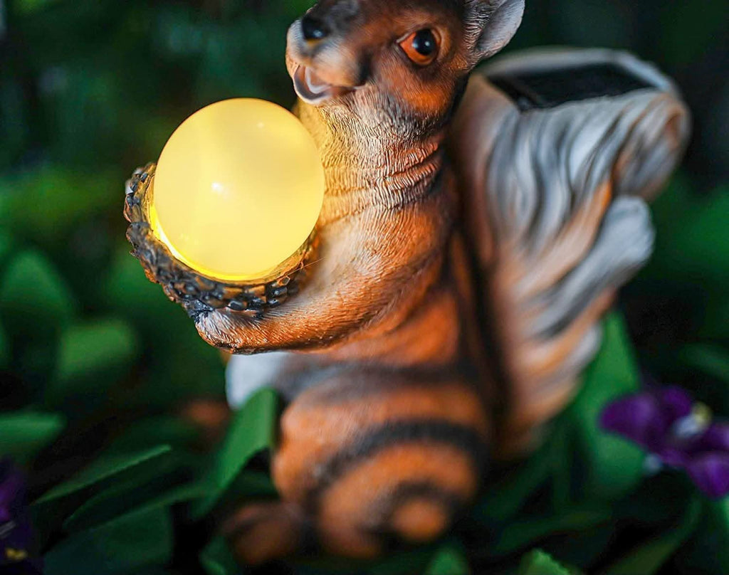 Solar Red Squirrel Garden Ornament LED Resin Outdoor Decoration