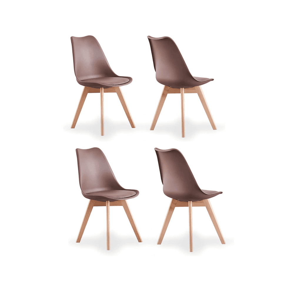 White Halo Dining Table & Set of 4 Lorenzo Jamie Tulip Dining Chairs with Padded Seat