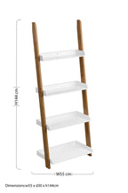 White Gloss and Bamboo 4 Tier Ladder Shelf Unit