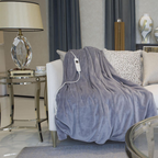 Grey Electric Heated Throw Over Blanket Reversible