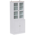 Modern Bookcase Display Storage Cabinet w/ Doors Adjustable Shelves White and Natural