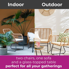 4 Piece Wicker Bamboo Style Garden Sofa, Table & Chairs Set