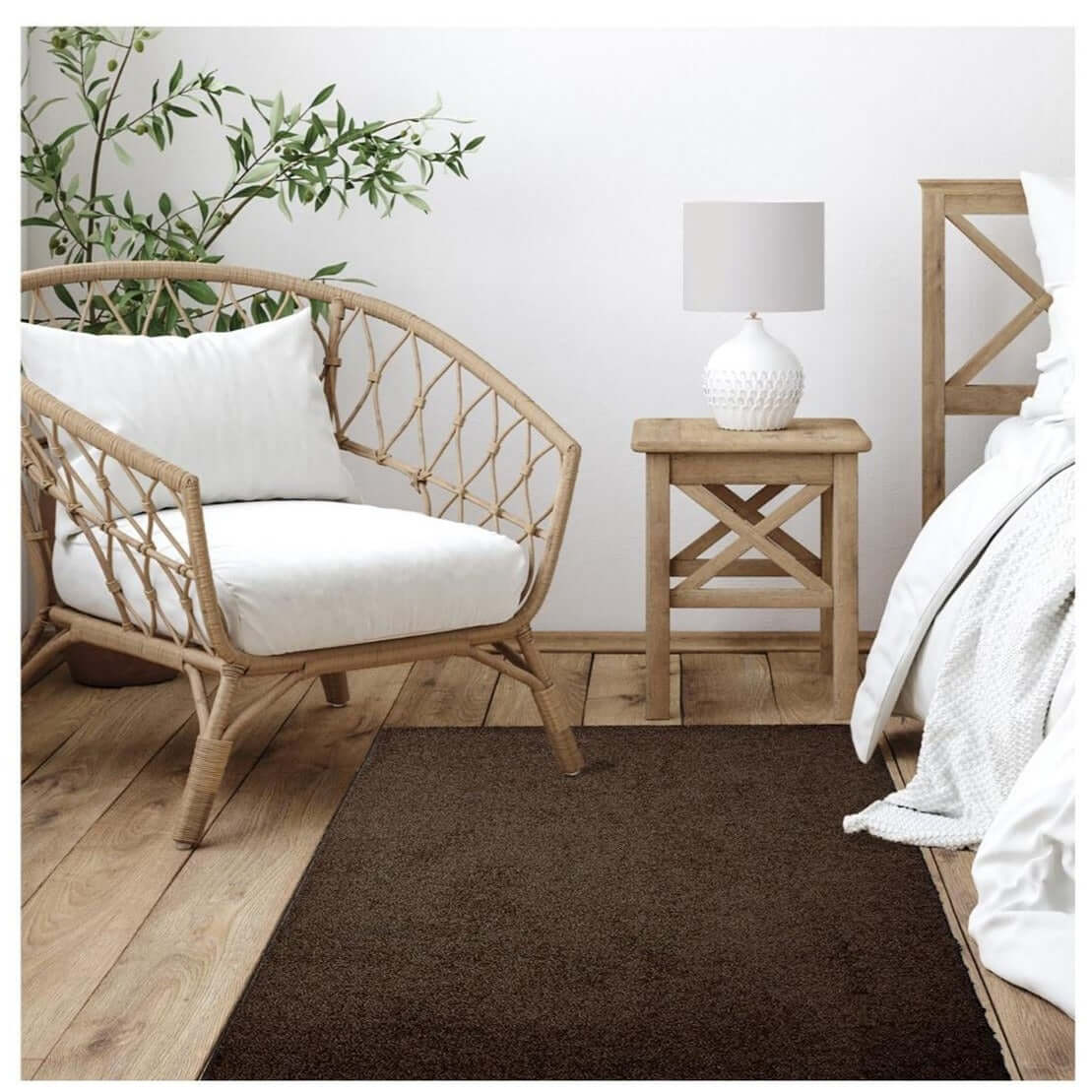 Chocolate Brown Washable Solid Shaggy Rug