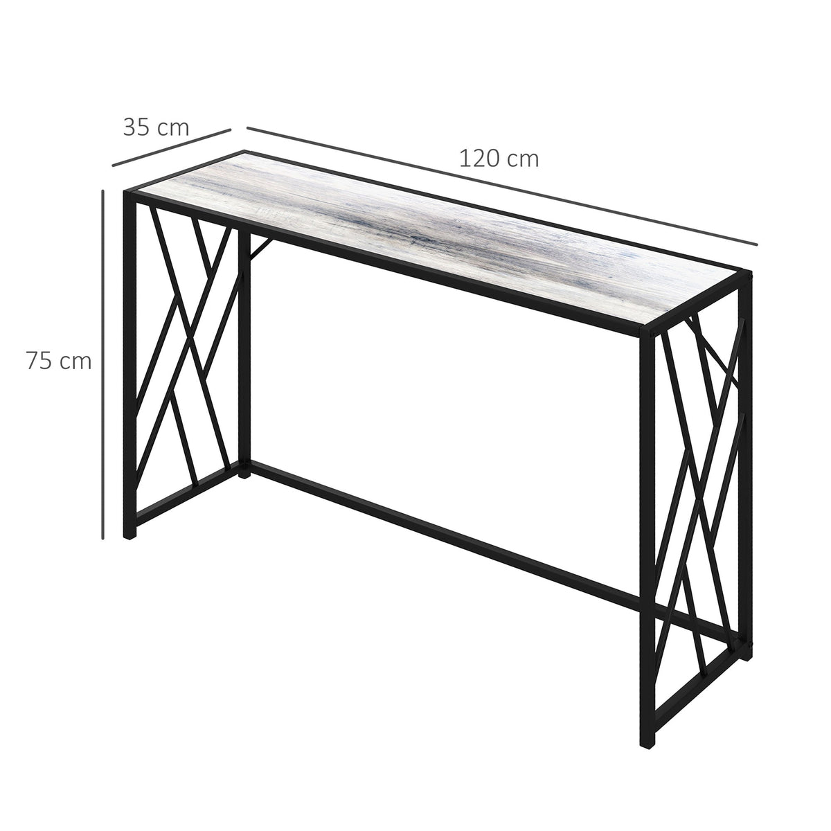 Console Table, Industrial Sofa Table with Metal Frame for Living Room, Hallway, 120 cm, Grey