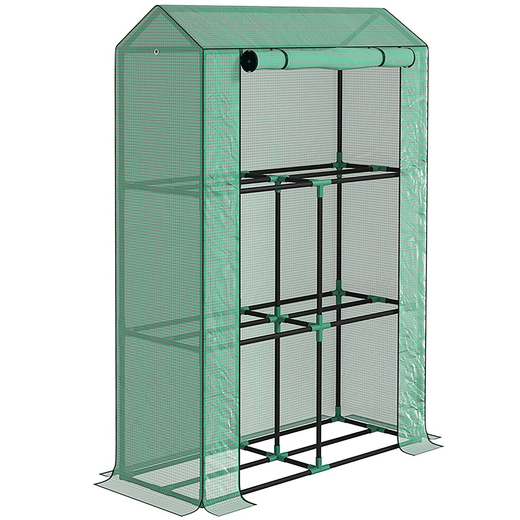 3 Tier Mini Greenhouse with PE Cover, Roll-Up Door