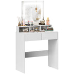 Dressing Table with Mirror, LED Lights, Drawers, for Bedroom, White