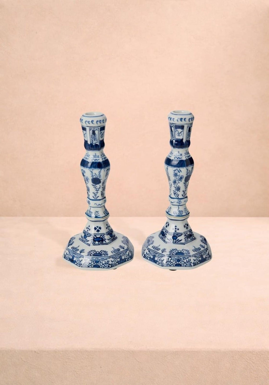 Rijksmuseum Delft Blue and White Candle Holders (Pair)